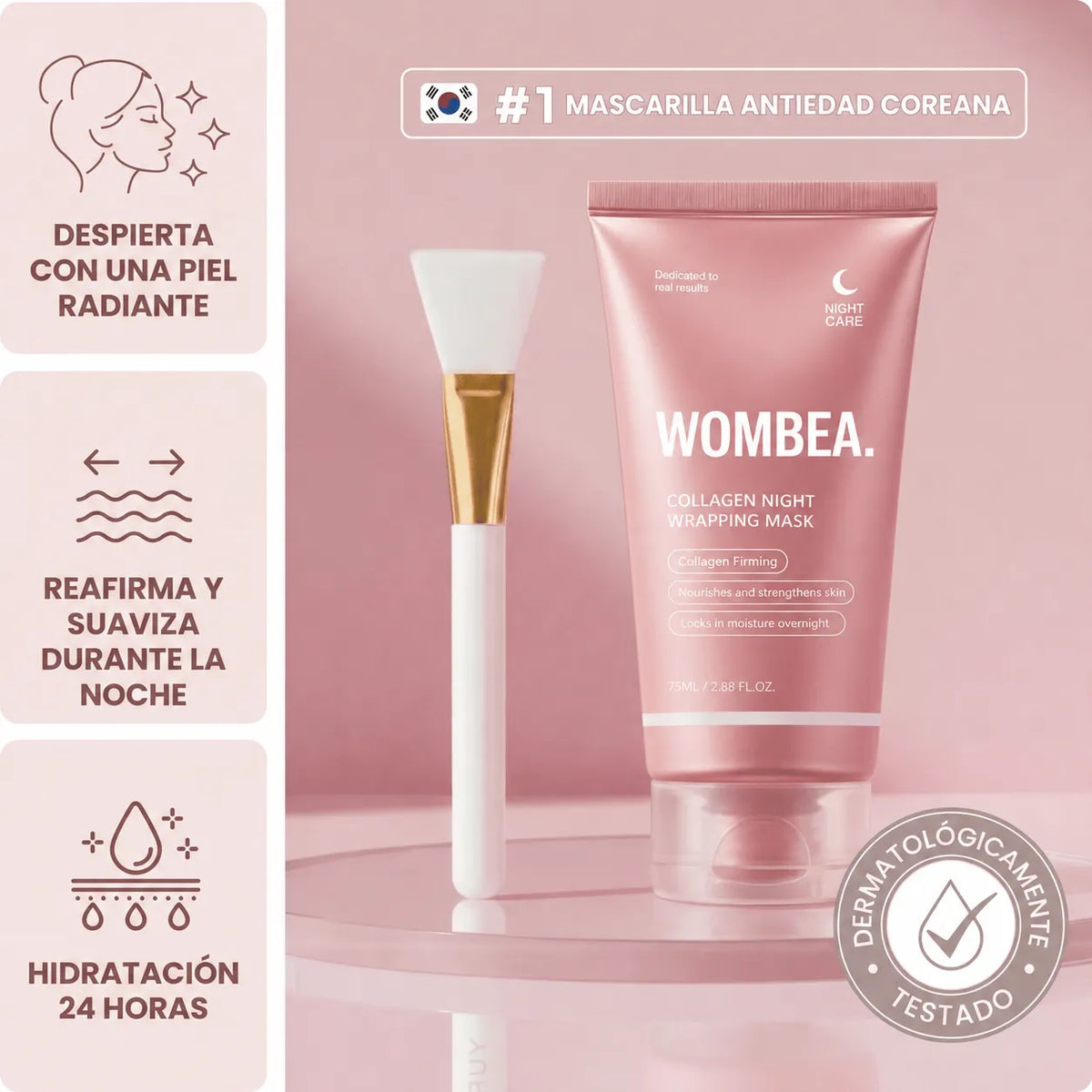 Mascarilla nocturna de colágeno con efecto envolvente